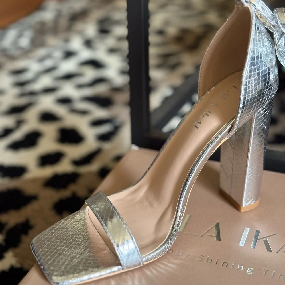 LALA IKAI Silver High Heel Sandals